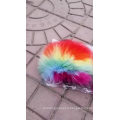 HSTX05-7 Ready To Ship  Kids Rainbow real Fur Slides